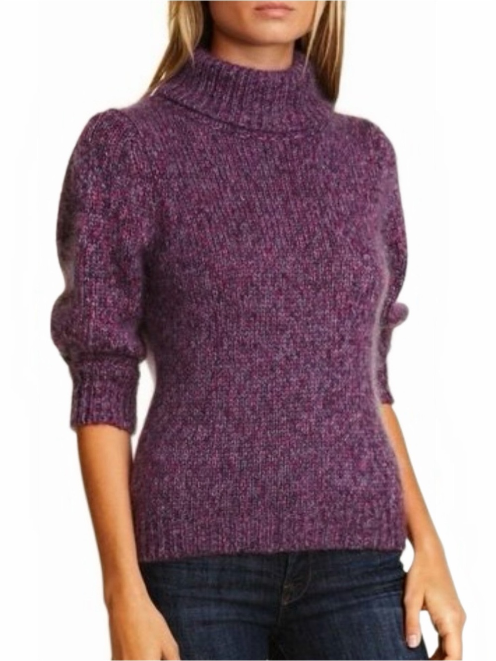 LEWIT • Jewel Marl Mohair Blend Turtleneck Sweater in Purple